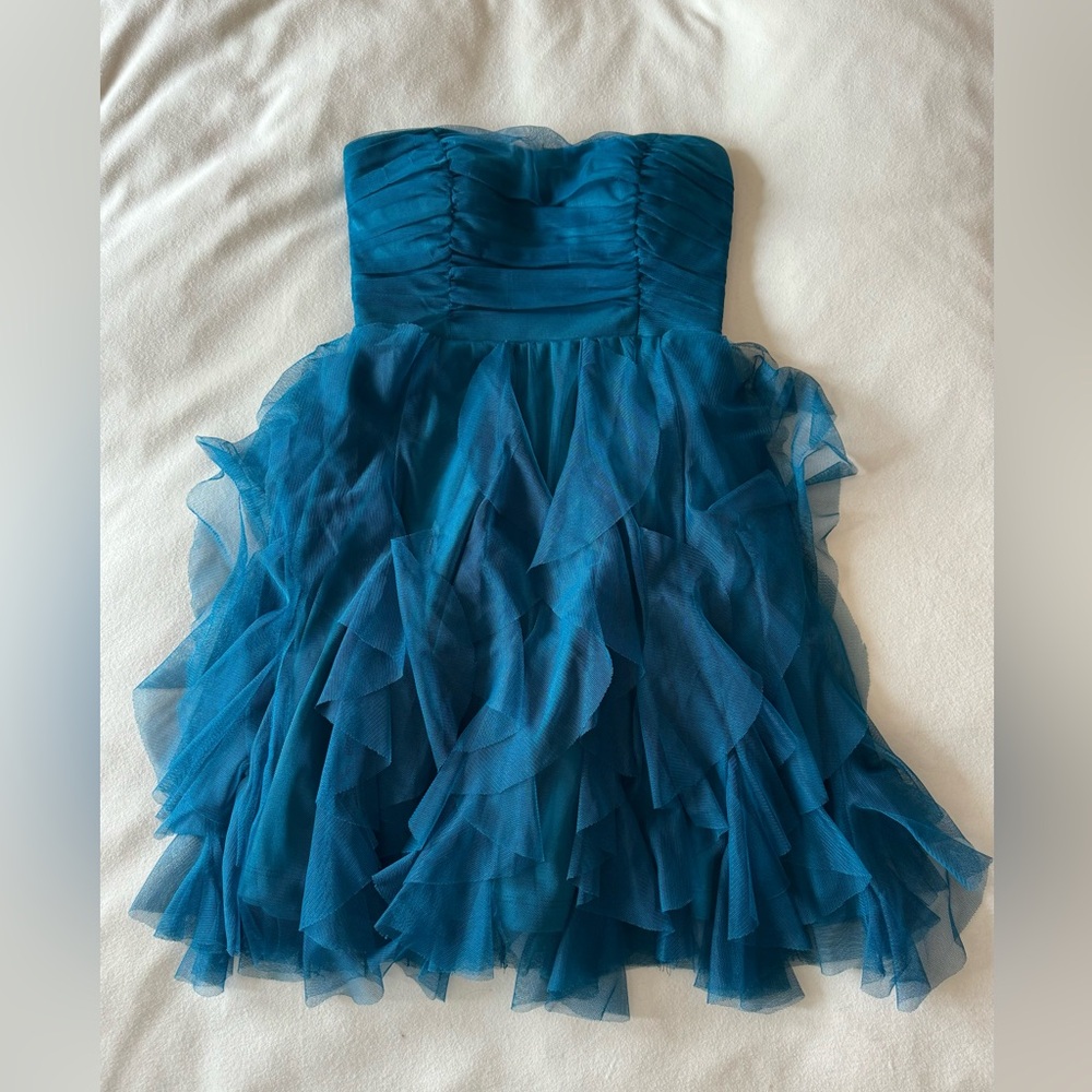 Vintage Blue Strapless Babydoll Mini Dress for Prom